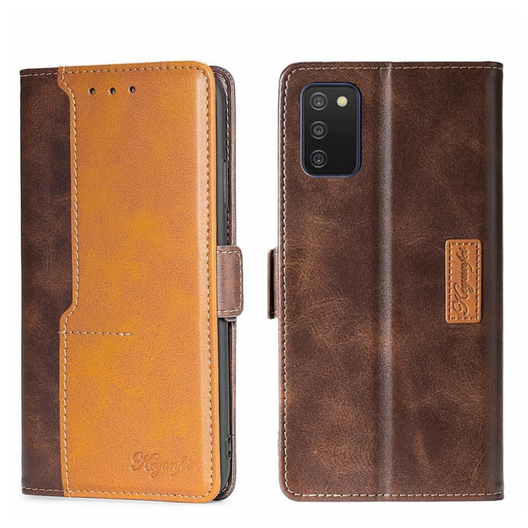For Samsung Galaxy A03s 164.2mm Contrast Color Side Buckle Leather Phone Case