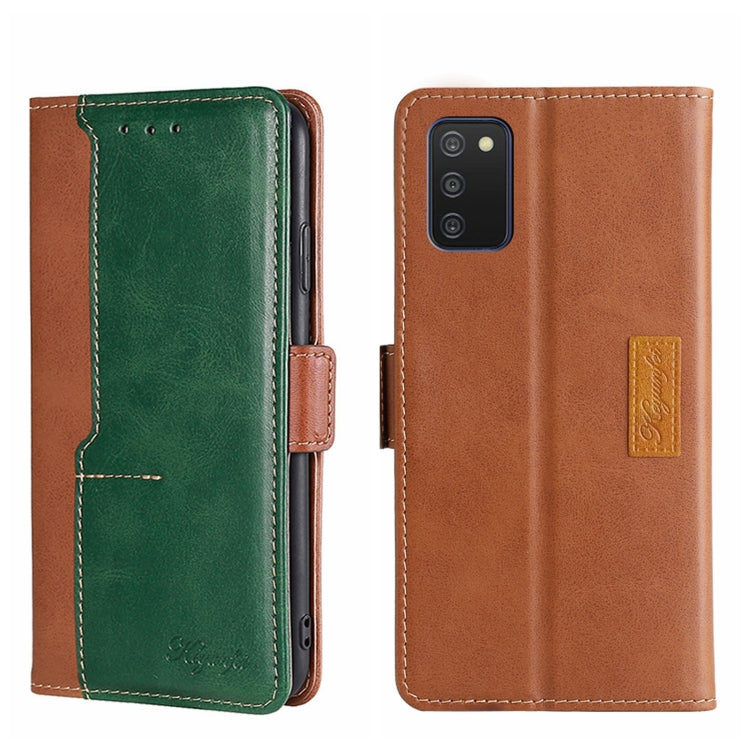 For Samsung Galaxy A03s 164.2mm Contrast Color Side Buckle Leather Phone Case