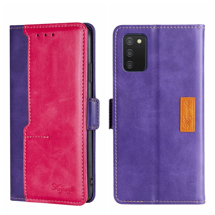 For Samsung Galaxy A03s 164.2mm Contrast Color Side Buckle Leather Phone Case