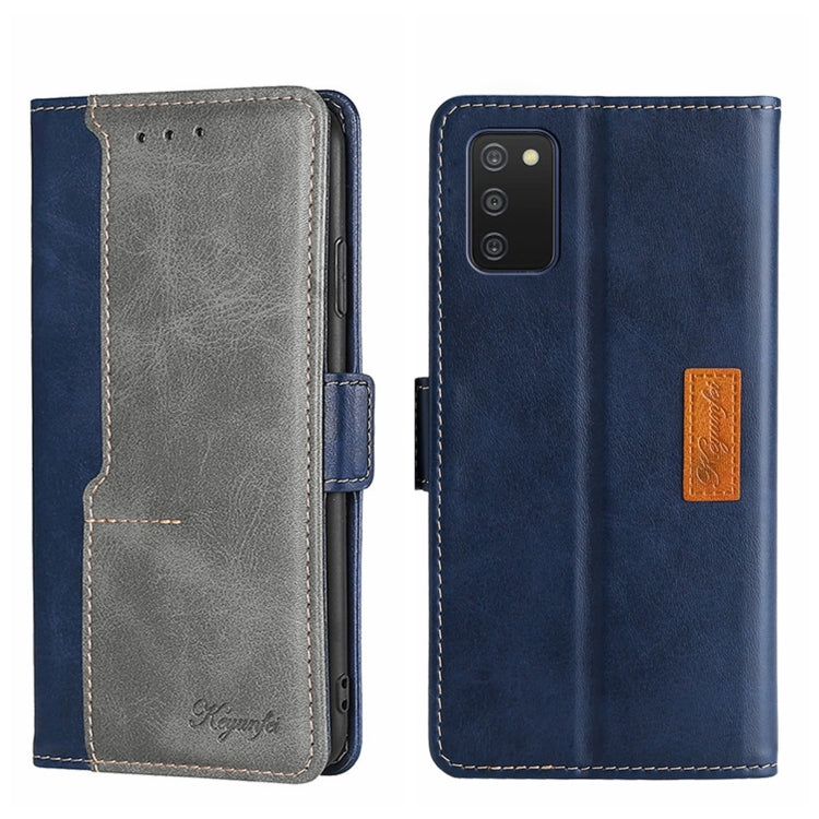 For Samsung Galaxy A03s 164.2mm Contrast Color Side Buckle Leather Phone Case