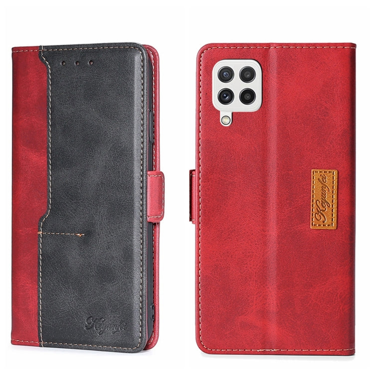 For Samsung Galaxy A22 5G Contrast Color Side Buckle Leather Phone Case