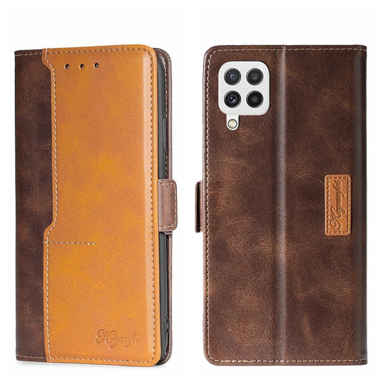 For Samsung Galaxy A22 5G Contrast Color Side Buckle Leather Phone Case