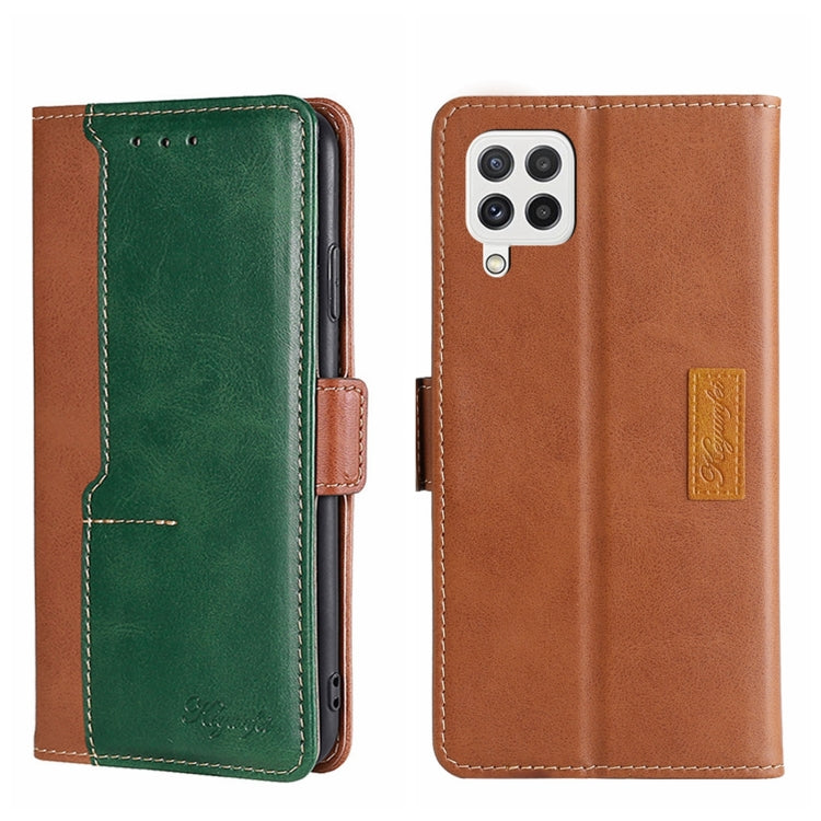 For Samsung Galaxy A22 5G Contrast Color Side Buckle Leather Phone Case
