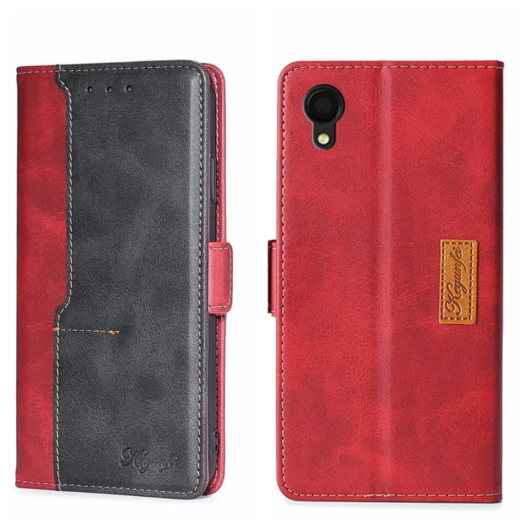 For Samsung Galaxy A22 5G Japan Contrast Color Side Buckle Leather Phone Case
