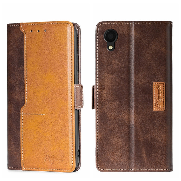 For Samsung Galaxy A22 5G Japan Contrast Color Side Buckle Leather Phone Case
