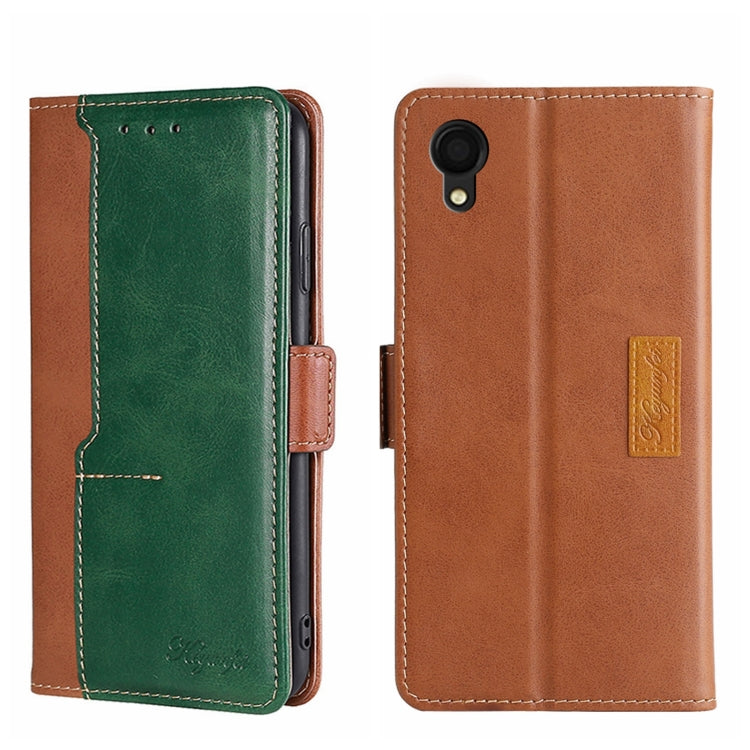 For Samsung Galaxy A22 5G Japan Contrast Color Side Buckle Leather Phone Case