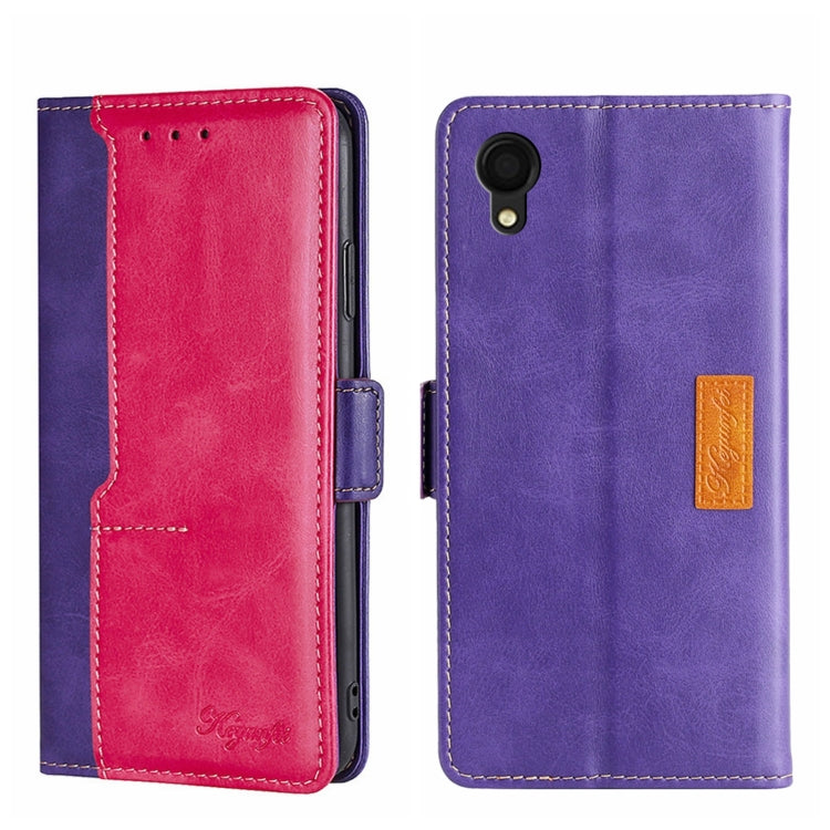 For Samsung Galaxy A22 5G Japan Contrast Color Side Buckle Leather Phone Case