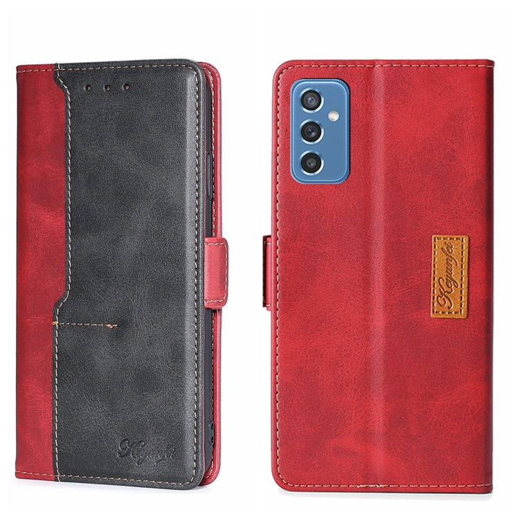 For Samsung Galaxy M52 5G Contrast Color Side Buckle Leather Phone Case