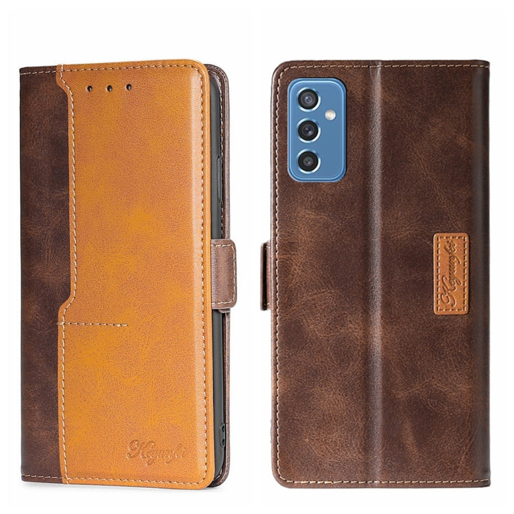 For Samsung Galaxy M52 5G Contrast Color Side Buckle Leather Phone Case