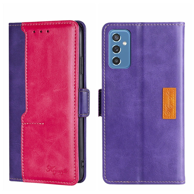 For Samsung Galaxy M52 5G Contrast Color Side Buckle Leather Phone Case