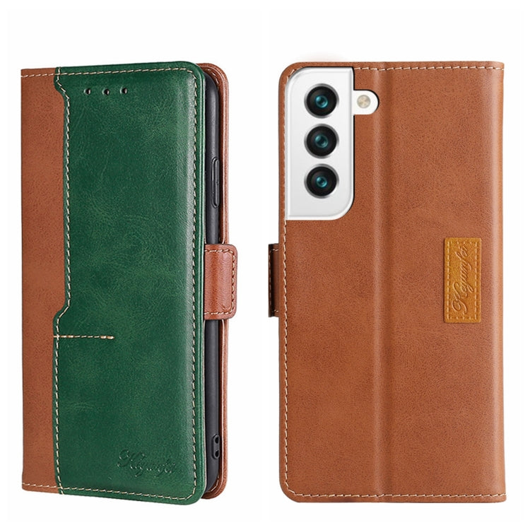 For Samsung Galaxy S22 Contrast Color Side Buckle Leather Phone Case