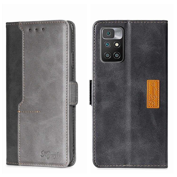 For Xiaomi Redmi 10 Contrast Color Side Buckle Leather Phone Case