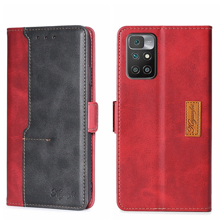 For Xiaomi Redmi 10 Contrast Color Side Buckle Leather Phone Case