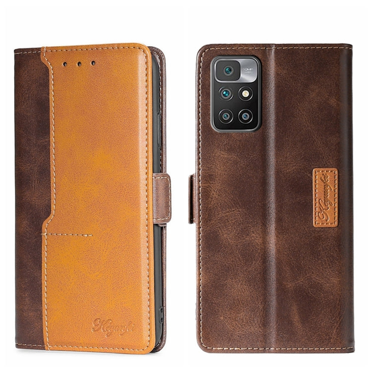 For Xiaomi Redmi 10 Contrast Color Side Buckle Leather Phone Case