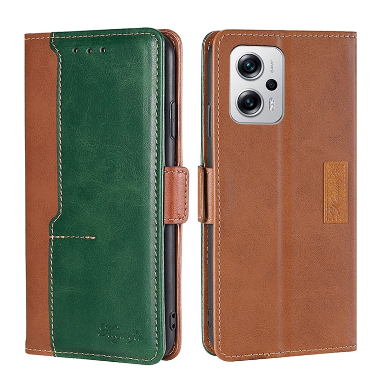 For Xiaomi Redmi Note 11T Pro/Redmi Note 11T Pro+ 5G Contrast Color Side Buckle Leather Phone Case