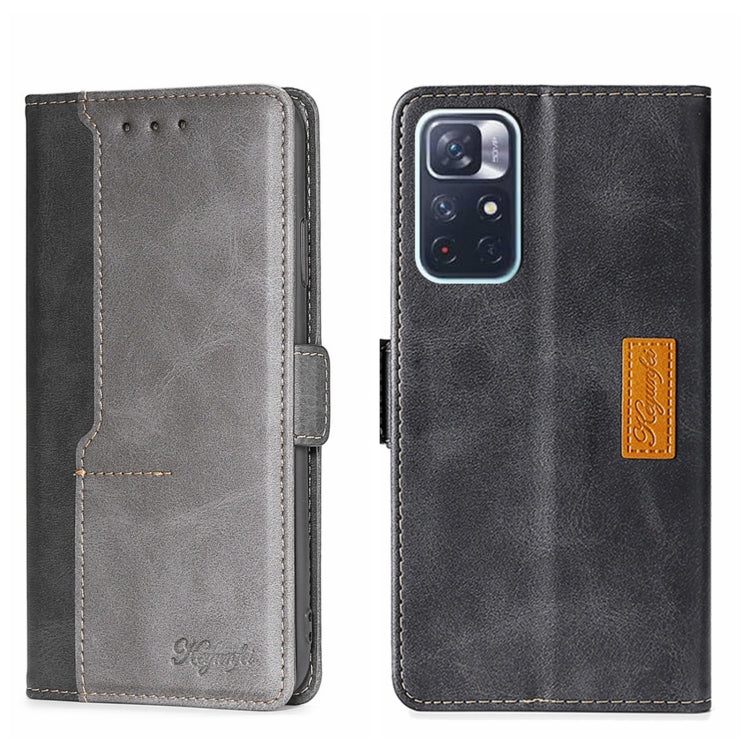 For Xiaomi Redmi Note 11 5G/Poco M4 Pro 5G Contrast Color Side Buckle Leather Phone Case