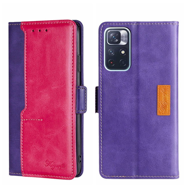 For Xiaomi Redmi Note 11 5G/Poco M4 Pro 5G Contrast Color Side Buckle Leather Phone Case