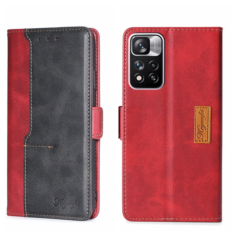 For Xiaomi Redmi Note 11 Pro 5G/Redmi Note 11 Pro+ 5G Contrast Color Side Buckle Leather Phone Case