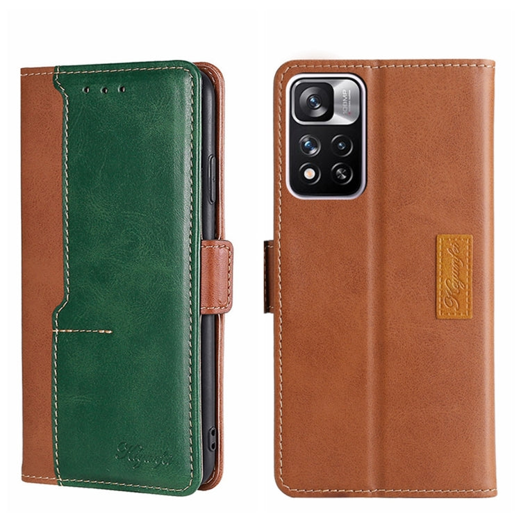 For Xiaomi Redmi Note 11 Pro 5G/Redmi Note 11 Pro+ 5G Contrast Color Side Buckle Leather Phone Case