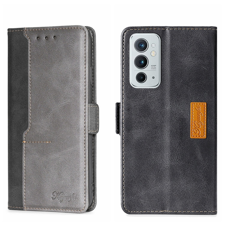For OnePlus 9RT 5G Contrast Color Side Buckle Leather Phone Case