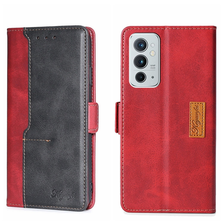 For OnePlus 9RT 5G Contrast Color Side Buckle Leather Phone Case