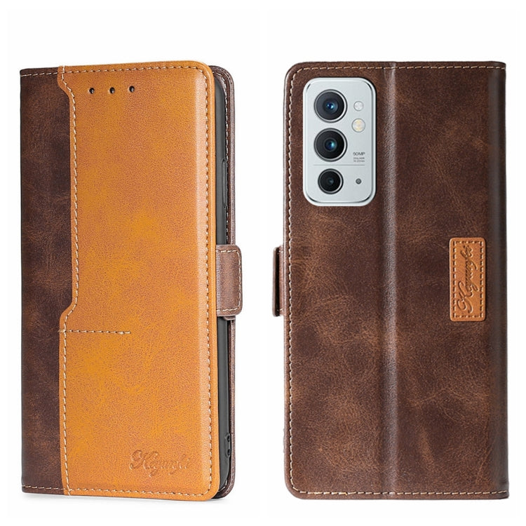 For OnePlus 9RT 5G Contrast Color Side Buckle Leather Phone Case