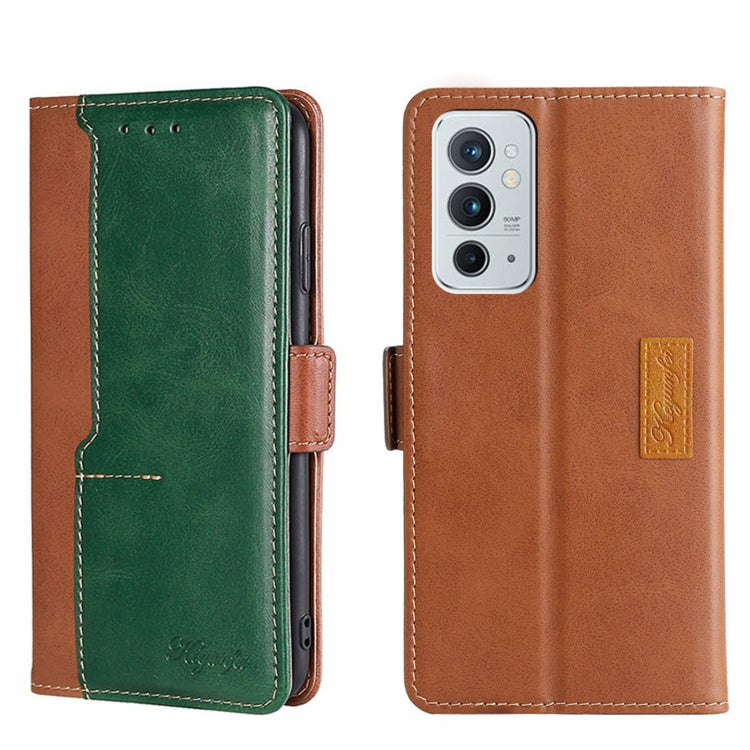 For OnePlus 9RT 5G Contrast Color Side Buckle Leather Phone Case