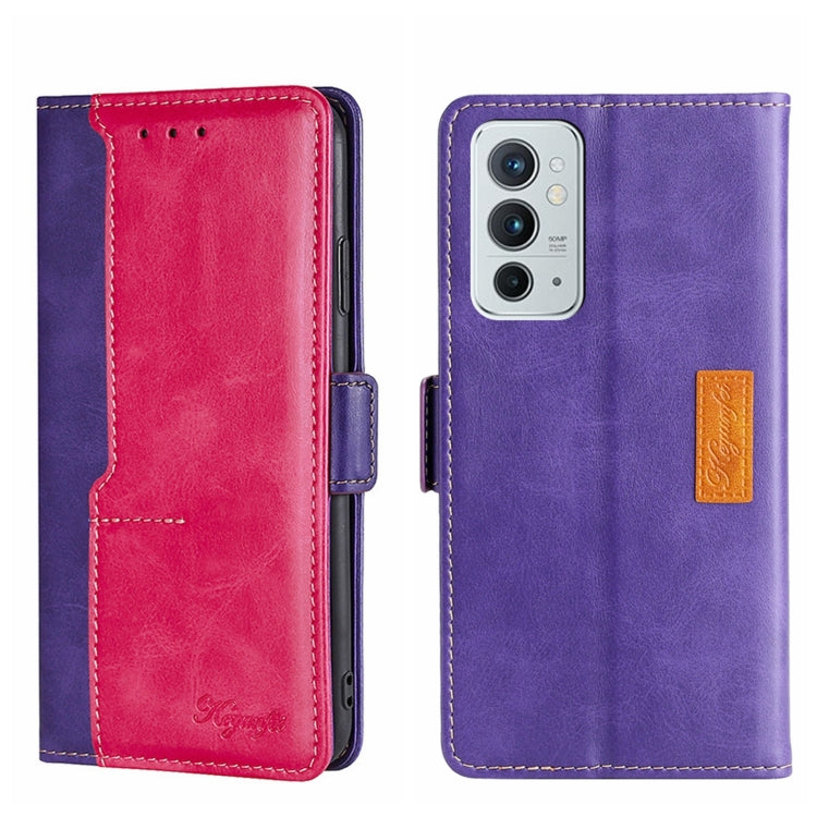 For OnePlus 9RT 5G Contrast Color Side Buckle Leather Phone Case