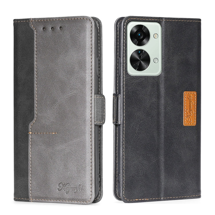 For OnePlus Nord 2T Contrast Color Side Buckle Leather Phone Case