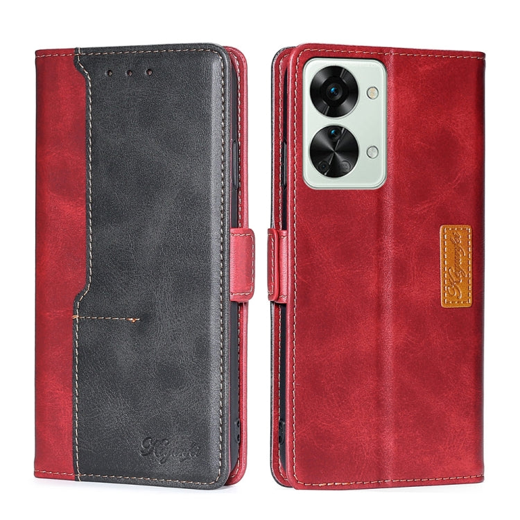 For OnePlus Nord 2T Contrast Color Side Buckle Leather Phone Case
