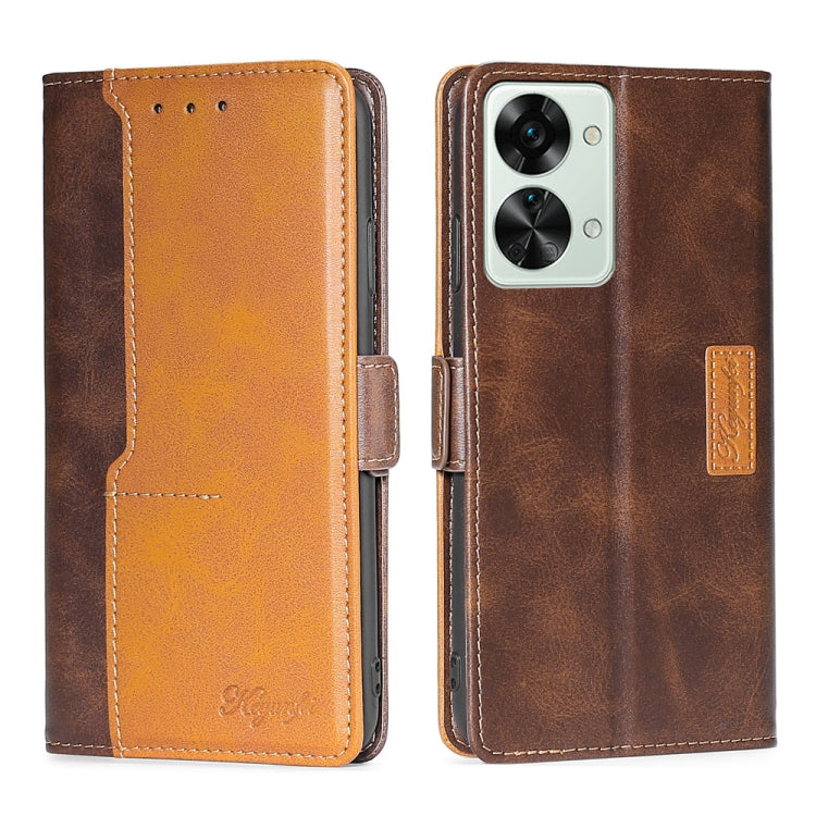 For OnePlus Nord 2T Contrast Color Side Buckle Leather Phone Case