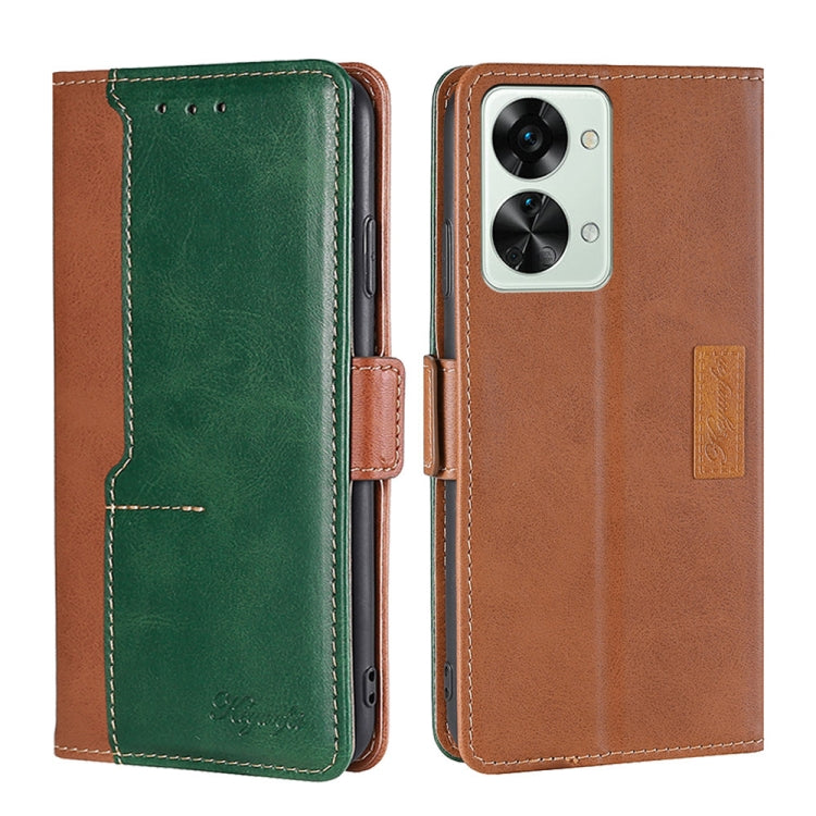 For OnePlus Nord 2T Contrast Color Side Buckle Leather Phone Case