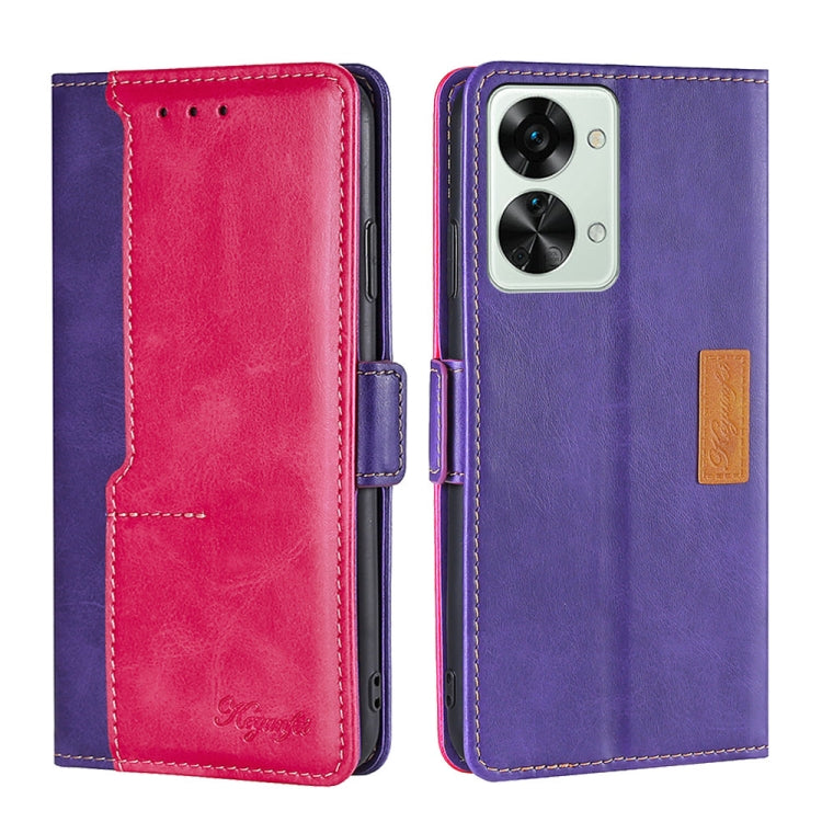 For OnePlus Nord 2T Contrast Color Side Buckle Leather Phone Case