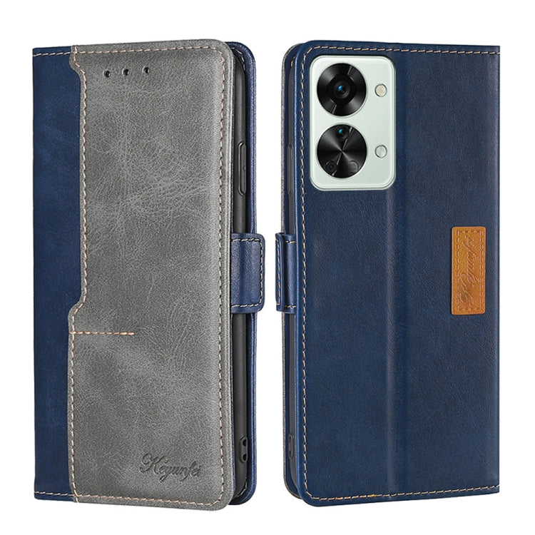 For OnePlus Nord 2T Contrast Color Side Buckle Leather Phone Case