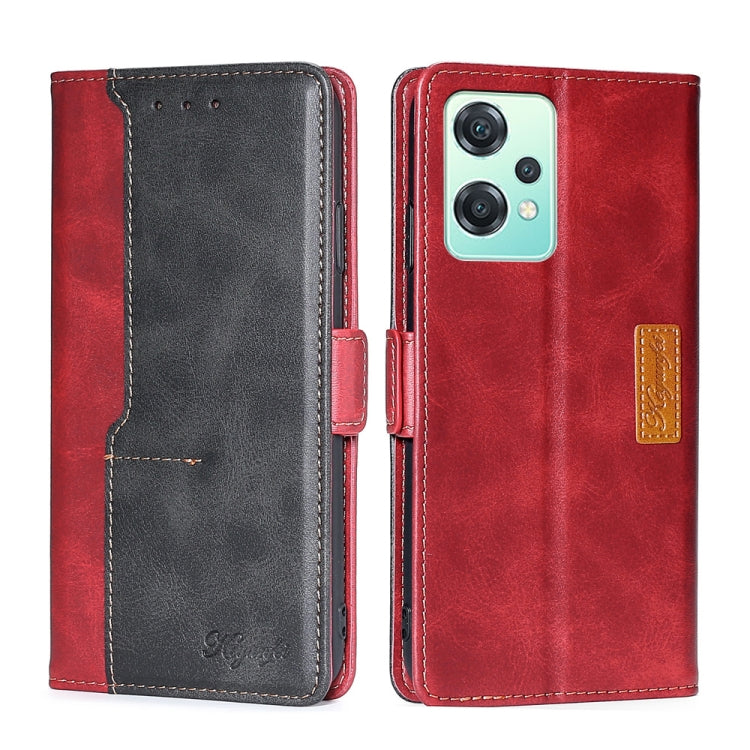 For OnePlus Nord CE 2 Lite 5G Contrast Color Side Buckle Leather Phone Case