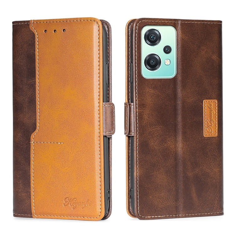 For OnePlus Nord CE 2 Lite 5G Contrast Color Side Buckle Leather Phone Case