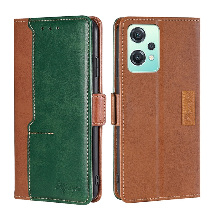 For OnePlus Nord CE 2 Lite 5G Contrast Color Side Buckle Leather Phone Case