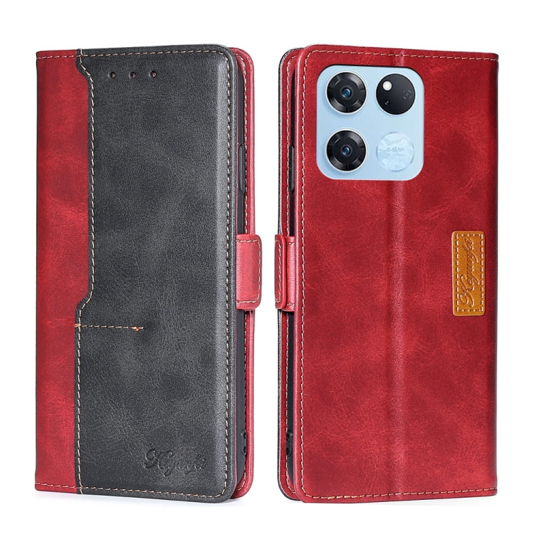 For OnePlus Ace Racing Contrast Color Side Buckle Leather Phone Case