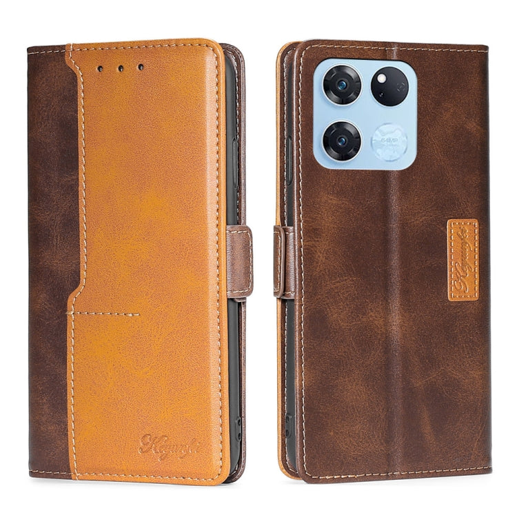For OnePlus Ace Racing Contrast Color Side Buckle Leather Phone Case