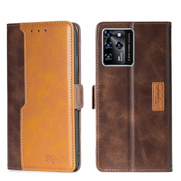 For ZTE Blade V30 Contrast Color Side Buckle Leather Phone Case