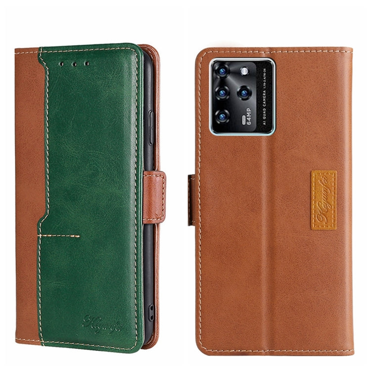 For ZTE Blade V30 Contrast Color Side Buckle Leather Phone Case