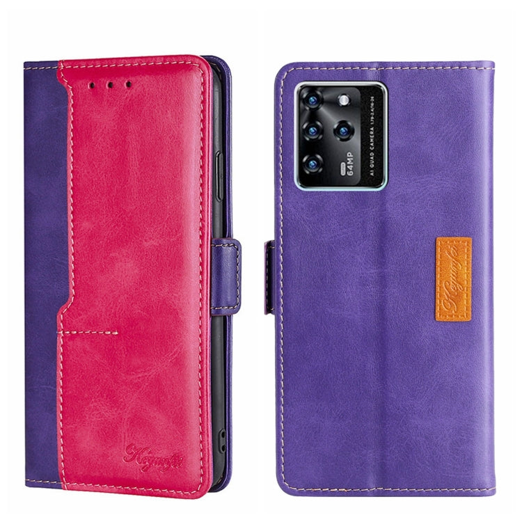 For ZTE Blade V30 Contrast Color Side Buckle Leather Phone Case