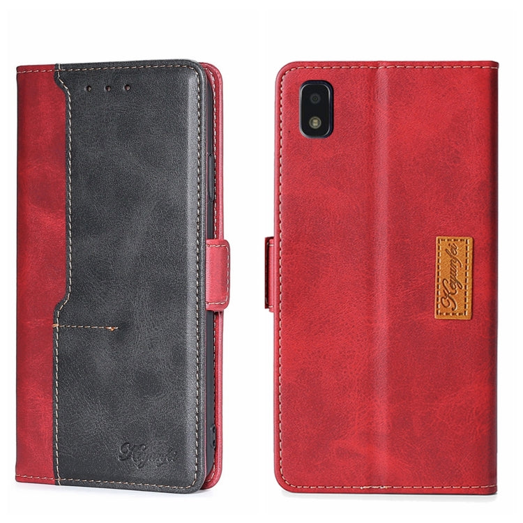 For ZTE Blade L210 Contrast Color Side Buckle Leather Phone Case