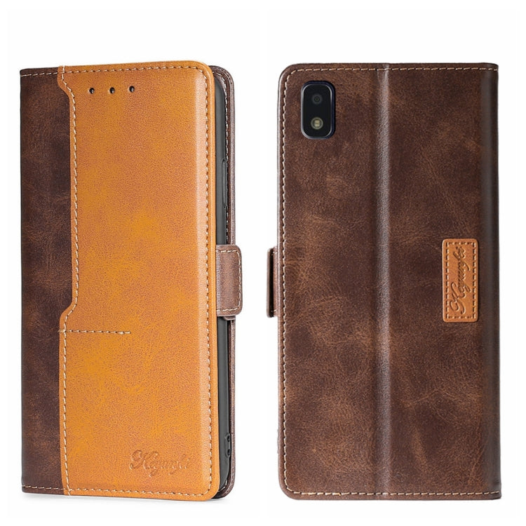 For ZTE Blade L210 Contrast Color Side Buckle Leather Phone Case