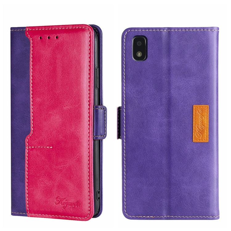 For ZTE Blade L210 Contrast Color Side Buckle Leather Phone Case