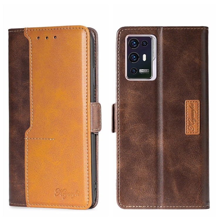 For ZTE Axon 30 Pro Contrast Color Side Buckle Leather Phone Case