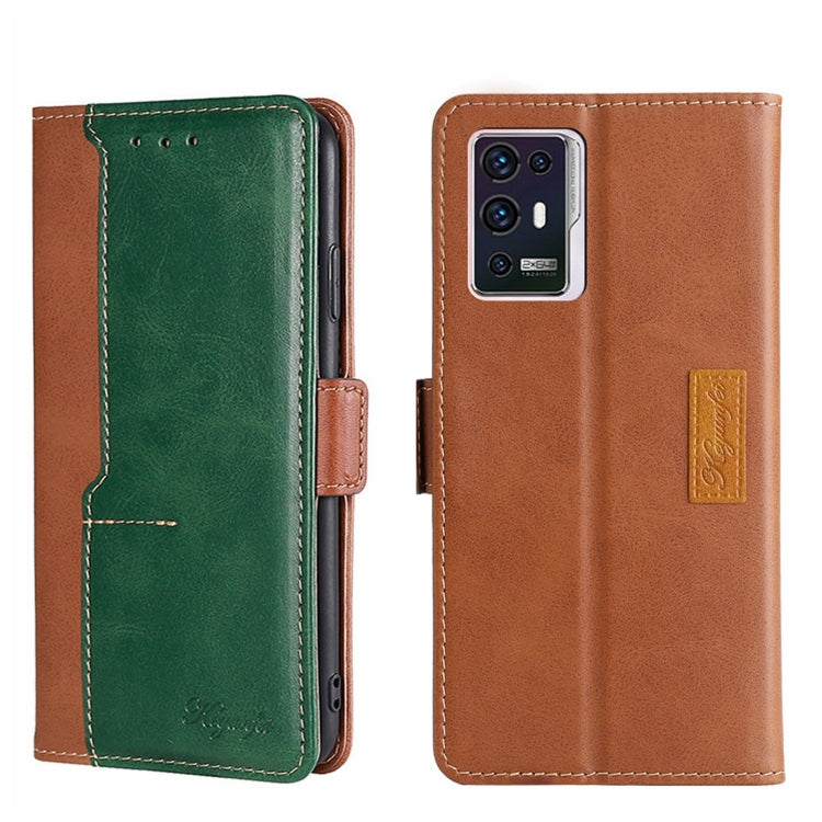 For ZTE Axon 30 Pro Contrast Color Side Buckle Leather Phone Case