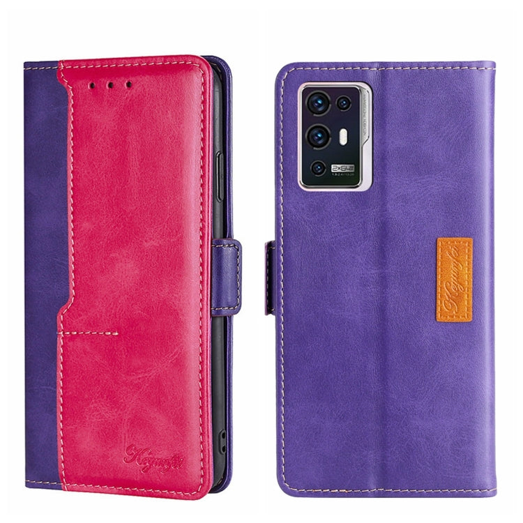 For ZTE Axon 30 Pro Contrast Color Side Buckle Leather Phone Case