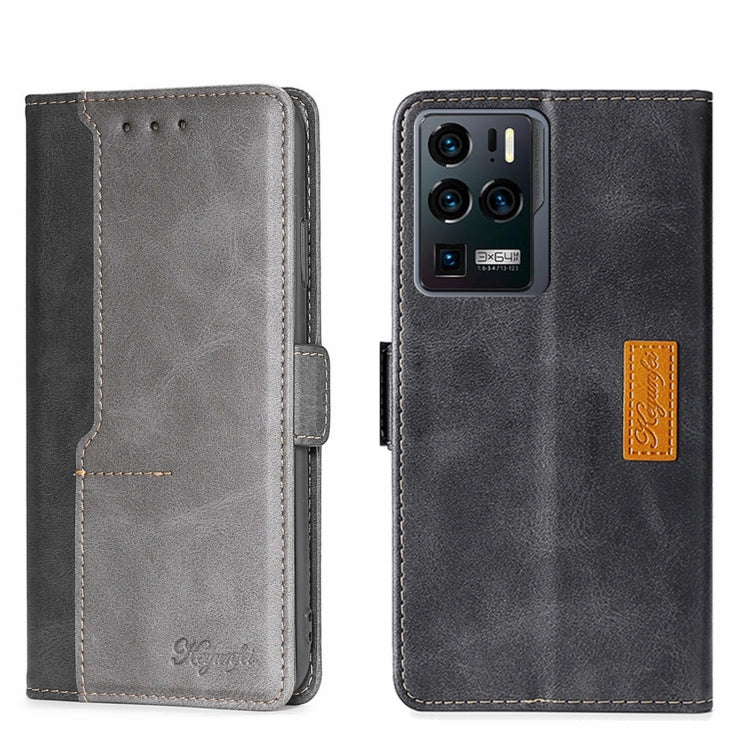 For ZTE Axon 30 Ultra Contrast Color Side Buckle Leather Phone Case
