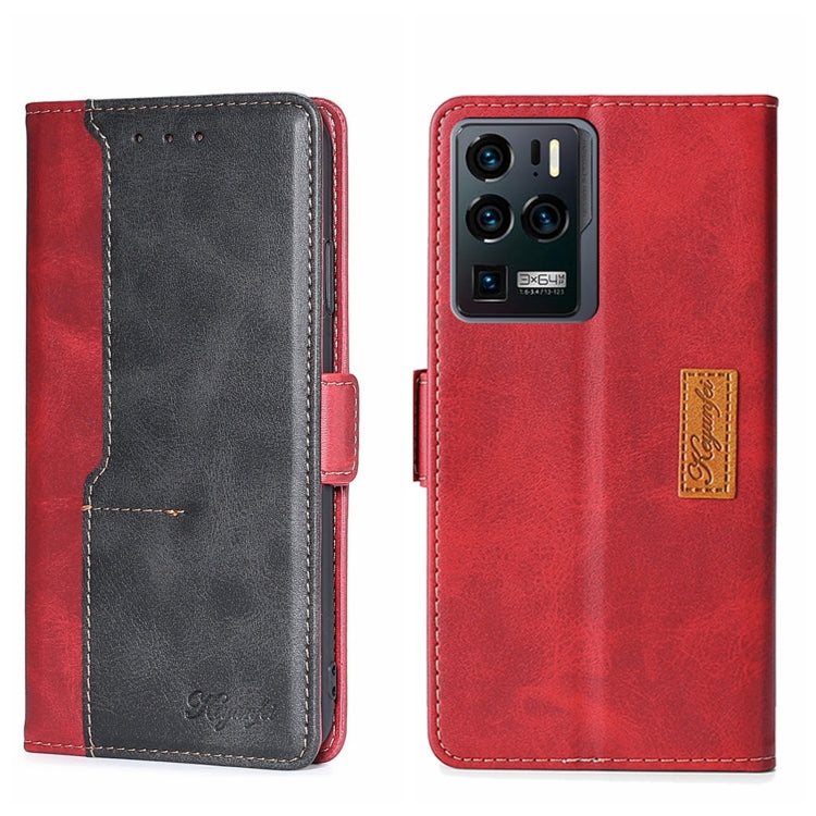 For ZTE Axon 30 Ultra Contrast Color Side Buckle Leather Phone Case